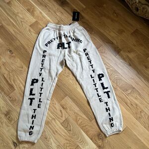 Prettylittlething Women's Cream and Black Joggers-tracksuits